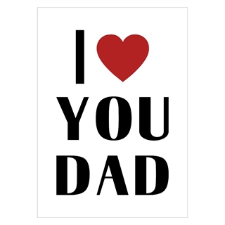 Poster med texten Jag älskar dig pappa med ett hjärta som du bestämmer färgen på
