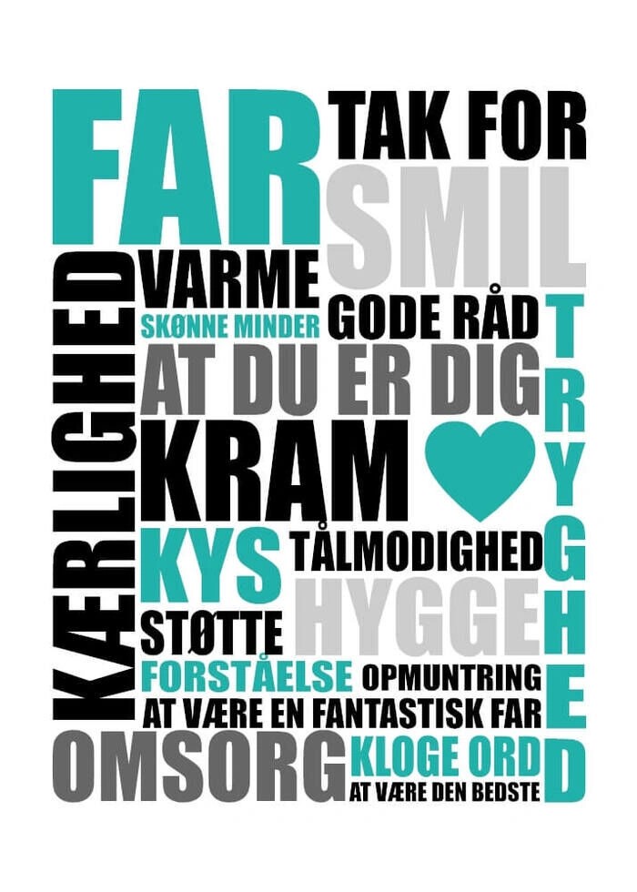 Poster med texten tack. Perfekt present till fars dag