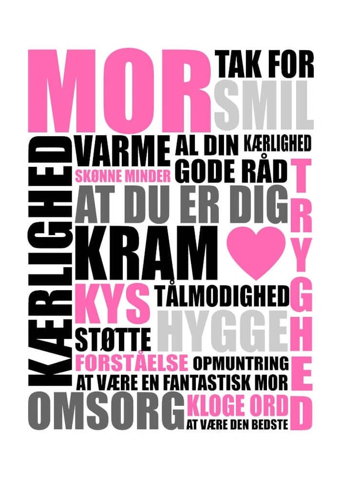 Poster med texten mamma tack för ... mors dag