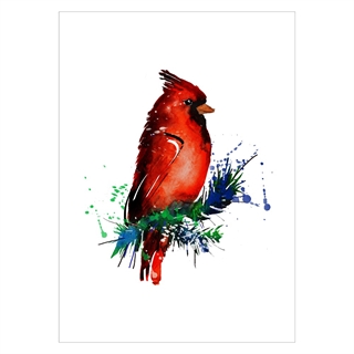 Poster med en röd tunn fin fågel