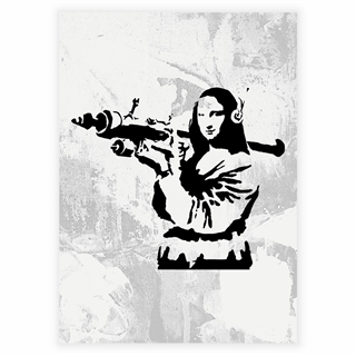 Poster med Mona Lisa och en Bazooka av Banksy