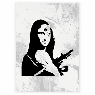 Poster med mona lisa med en AK47 av Banksy