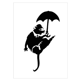 Poster Rat with Paraply av Banksy