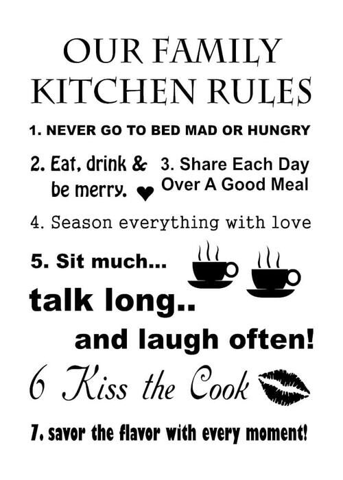 Our family kitchen rules poster