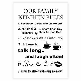 Our family kitchen rules poster