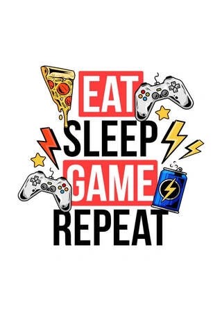 Poster - Eat-sleep-game-repeat i färger