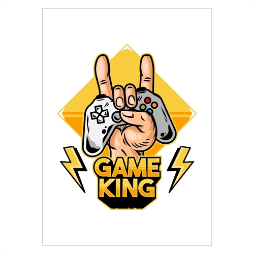 Poster med textspelet King med controller