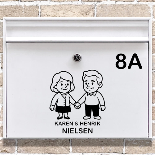 Brevlådaklistermärke med äldre par