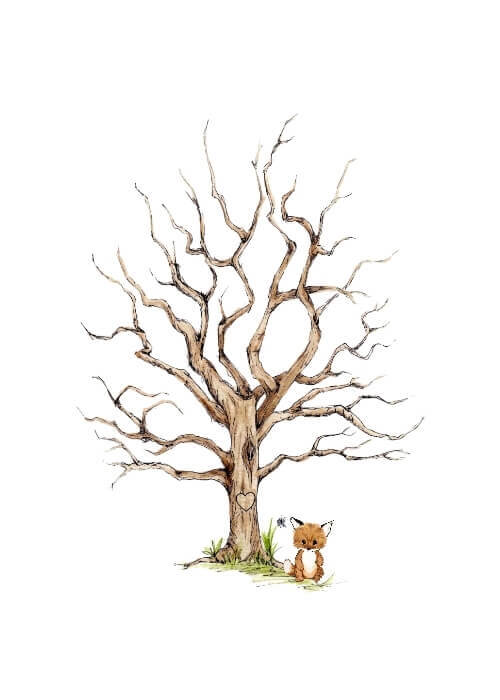 Fingeravtrycksaffisch med räv för dop