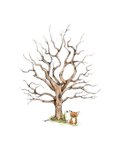 Fingeravtrycksaffisch med räv för dop