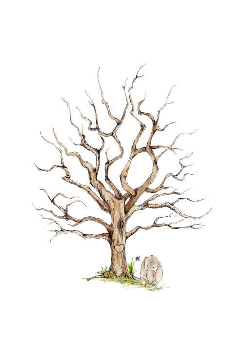 Fingeravtrycksaffisch med kanin för dop