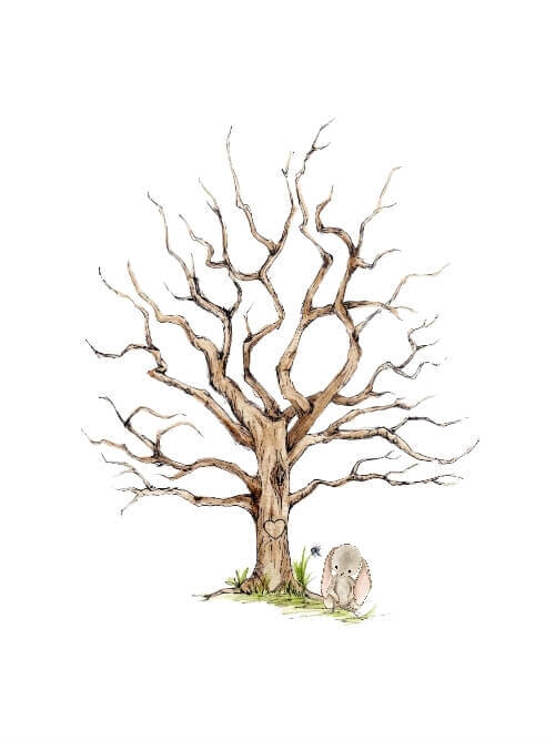 Fingeravtrycksaffisch med kanin för dop