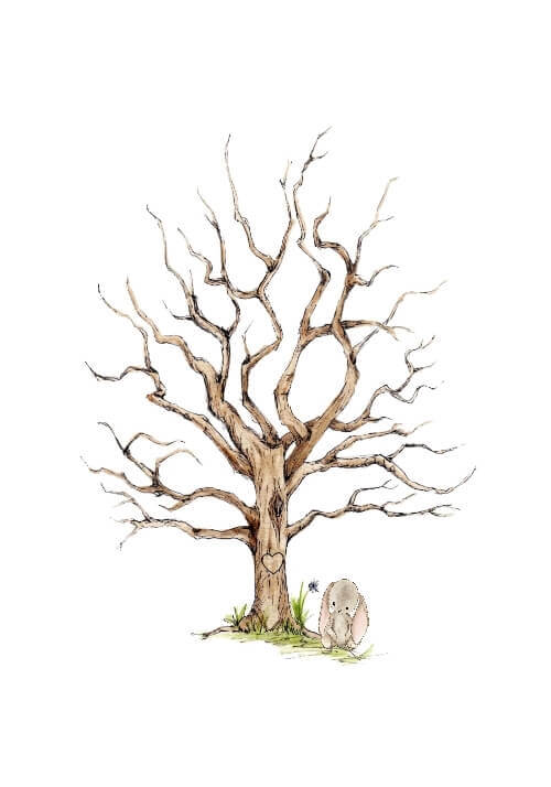 Fingeravtrycksaffisch med kanin för dop