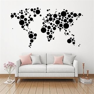 Väggdekor med världskarta i punktform