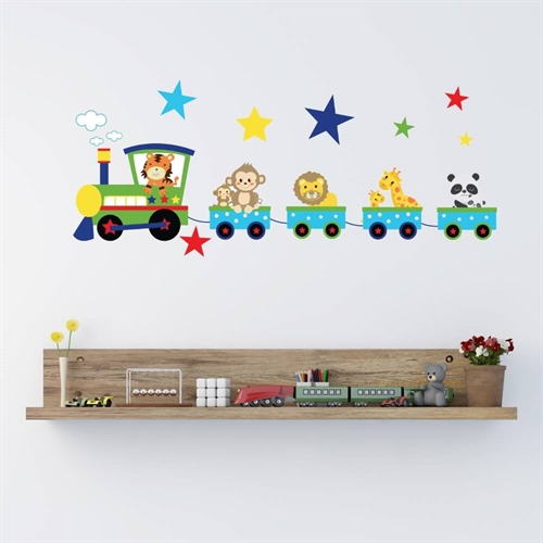 Tåg med djur - perfekt wallstickers till barnrummet