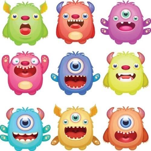 Wallstickers med roliga monster