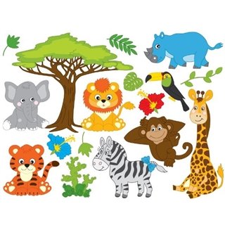 Wallsticker - Ark med Safari djur - Wallstickers