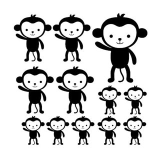 Wallstickers med 12 små söta apor.