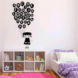 Flickan med alfabetsballonger - Wallstickers