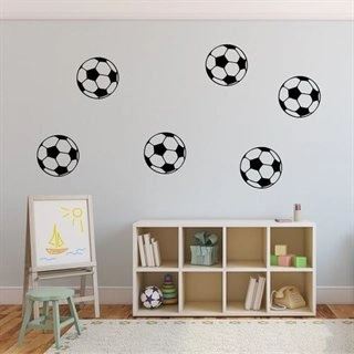 6 enfärgade fotbollar  - Wallstickers