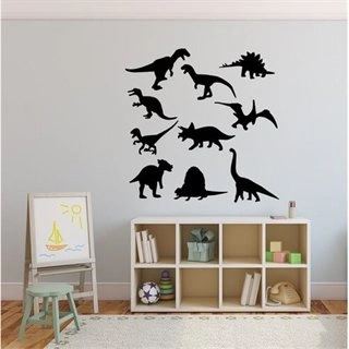 10 dinosauriefigurer på stort ark - Wallstickers