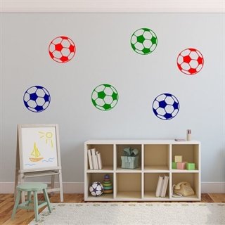 6 flerfärgade fotbollar - Wallstickers