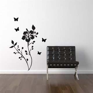 Blommor med fjärilar  - Wallstickers