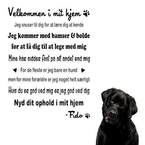 Kul wallstickers med text, där hunden berättar om husreglerna