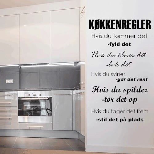 Väggdekal med köksregler