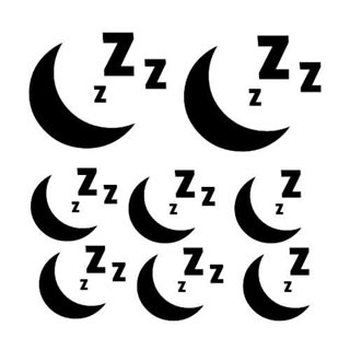 Väggdekor med 8 enfärgade månar med ZZZ