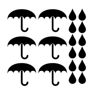 Väggdekor med paraplyer och droppar
