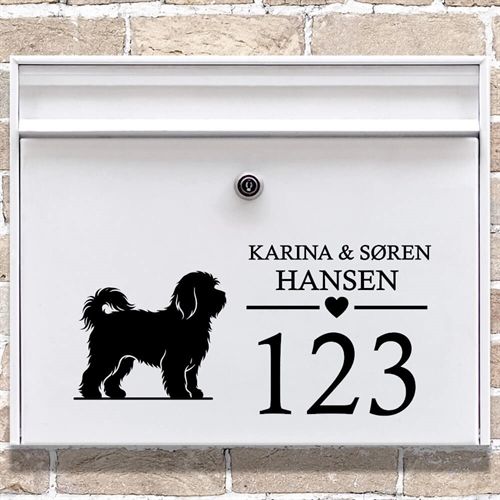 Brevlåda stickers med Bichon Havanais-silhuett