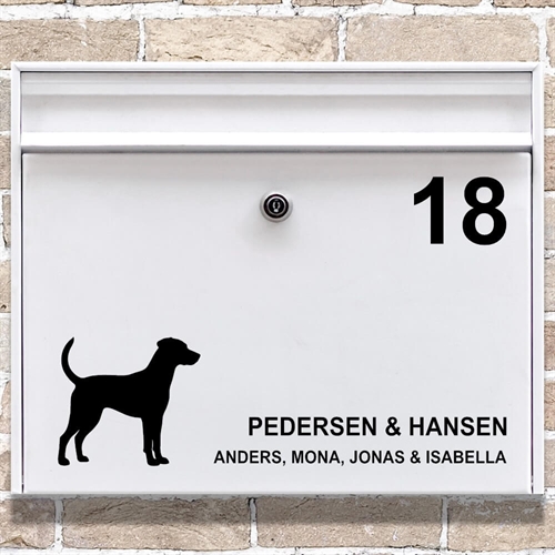 Brevlåda stickers Dansk svensk gårdshund silhuett