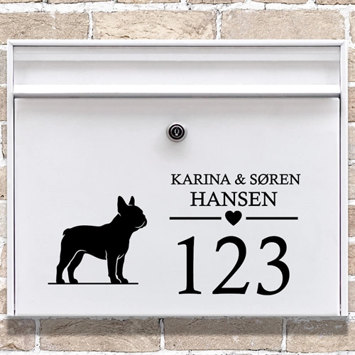 Brevlåda stickers med fransk bulldogg-silhuett