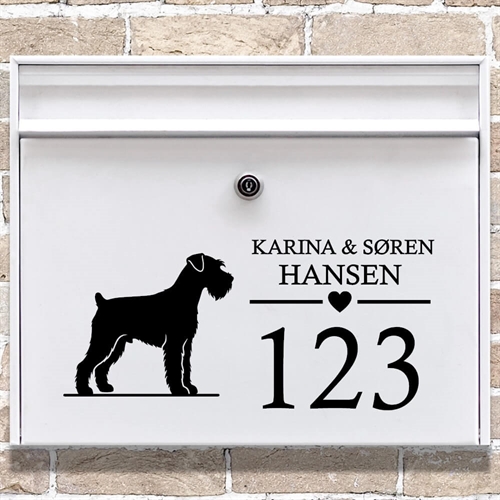 Brevlåda stickers med miniatyrschnauzer-silhuett