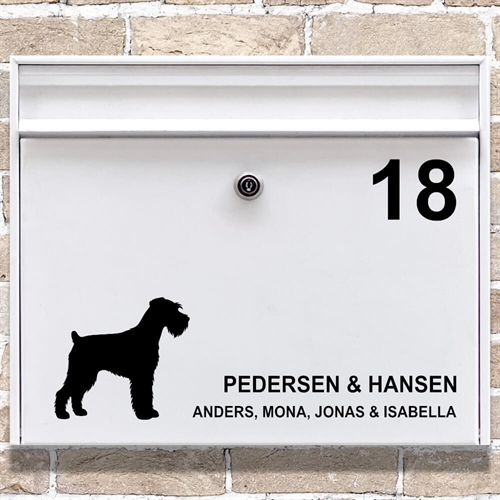Brevlåda stickers Miniatyrschnauzer silhuett