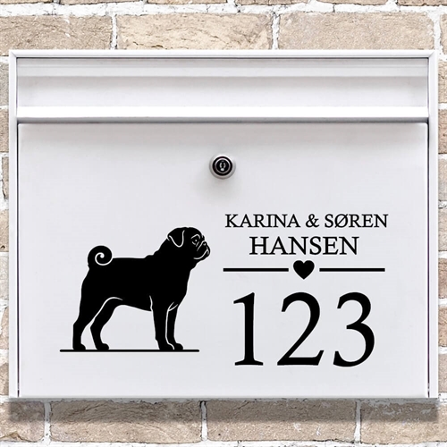 Brevlåda stickers med mops-silhuett
