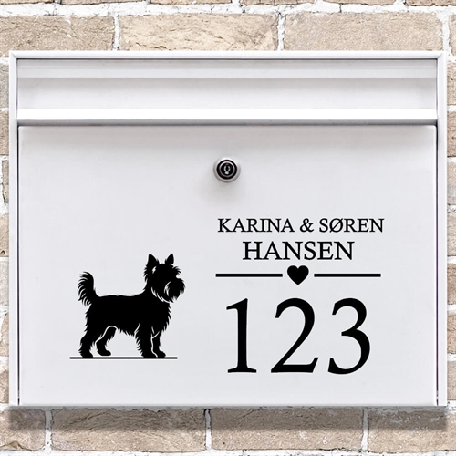 Brevlåda stickers med Yorkshireterrier-silhuett