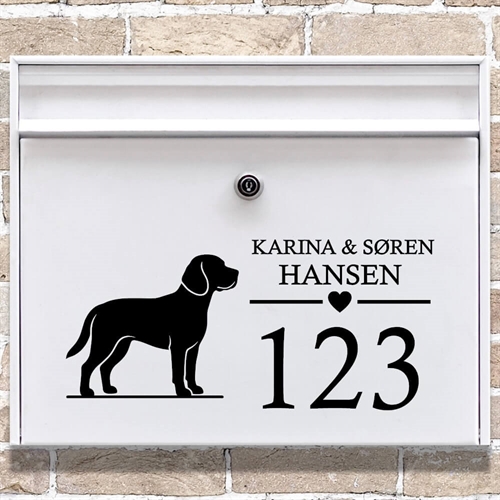 Brevlåda stickers med beagle-silhuett