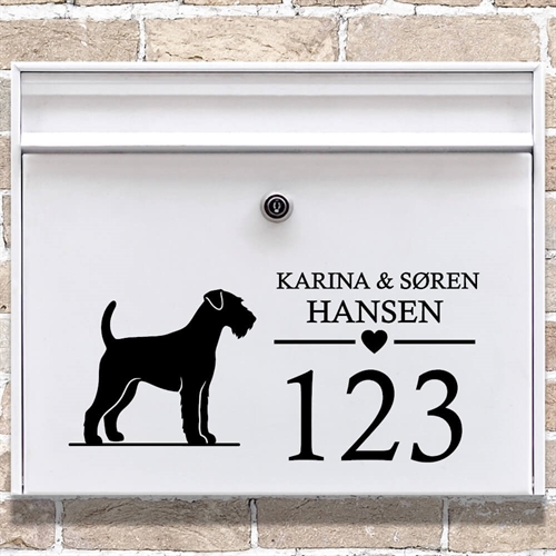 Brevlåda stickers med airedaleterrier-silhuett
