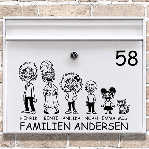 Brevlådestickers med den tokiga familjen