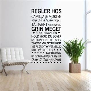 Husregler med valfria namn – wallsticker