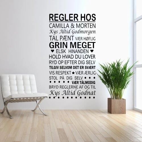 Regler hos (valfritt namn) - Wallstickers