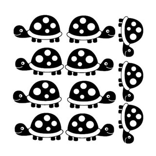 Väggdekor med små söta sköldpaddor till barnrummet 