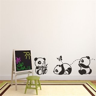 3 söta pandor - perfekt wallstickers till barnrummet