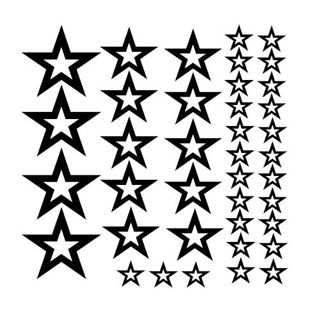 Wallstickersark med 39 stjärnor