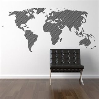 Randig världskarta - Wallstickers