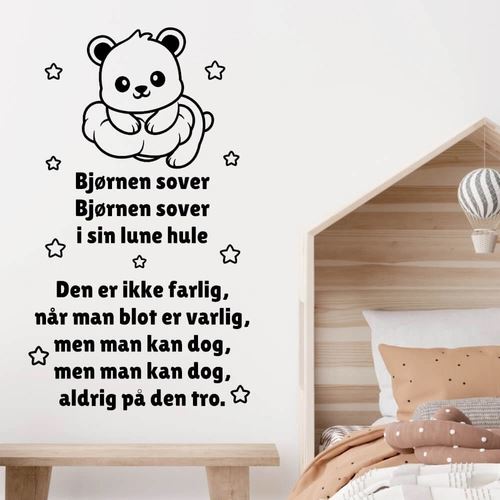 Barnvisan Björnen sover som wallsticker, bara att klistra upp på väggen
