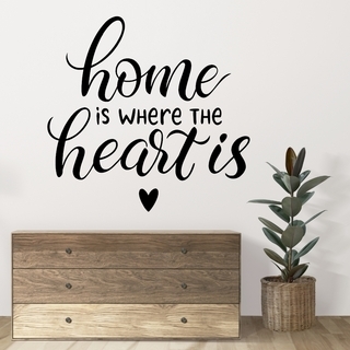 Wallstickers med engelsk text Home is where the heart is