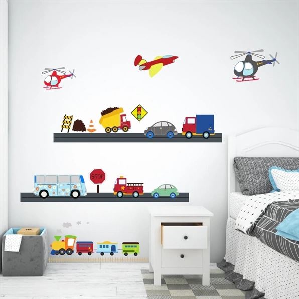 Wallstickers med olika transportmedel